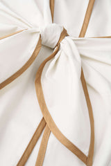 Contrast Binding Crossed Halter Asymmetrical Tie-Up Backless Sleeveless Midi Dress