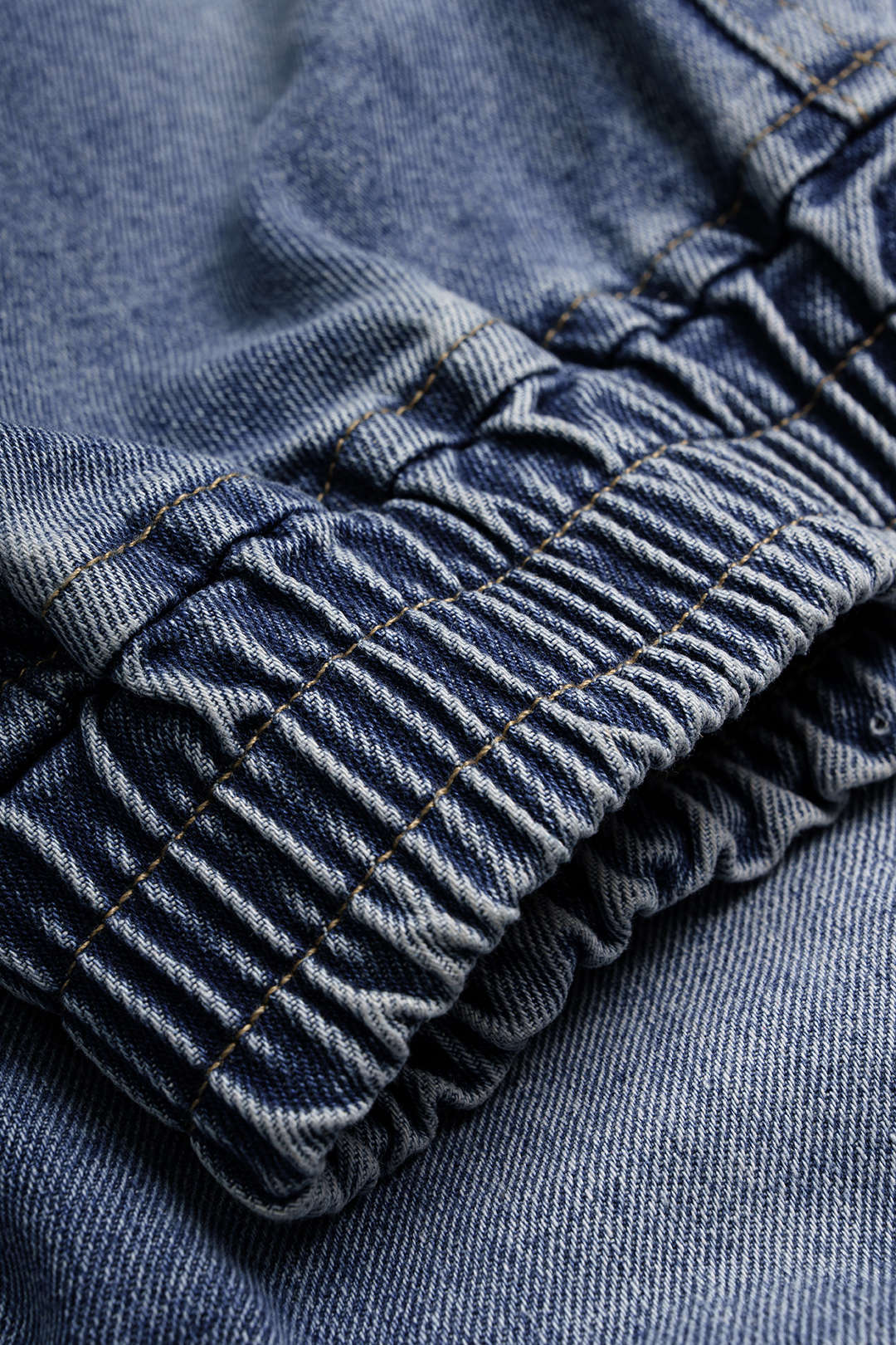 Denim Mock Neck Shirred Outerwear