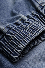 Denim Mock Neck Shirred Outerwear