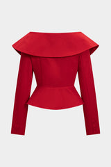 Asymmetrical Metallic Button Crossed Long-Sleeve Shirt
