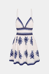 Contrast Floral Print V-Neck Cut Out Sleeveless Mini Dress