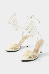 3D Floral Tie-Up Heels