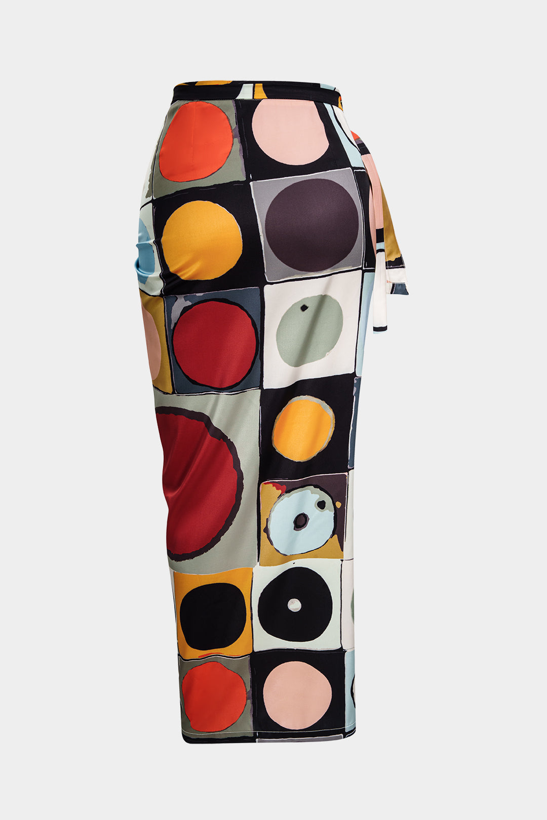 Color Block Geometric Print Tie Front Cover Up
