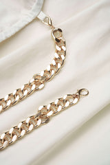 Contrast Knotted Metallic Chain Cami Top And Ruched Skirt Set