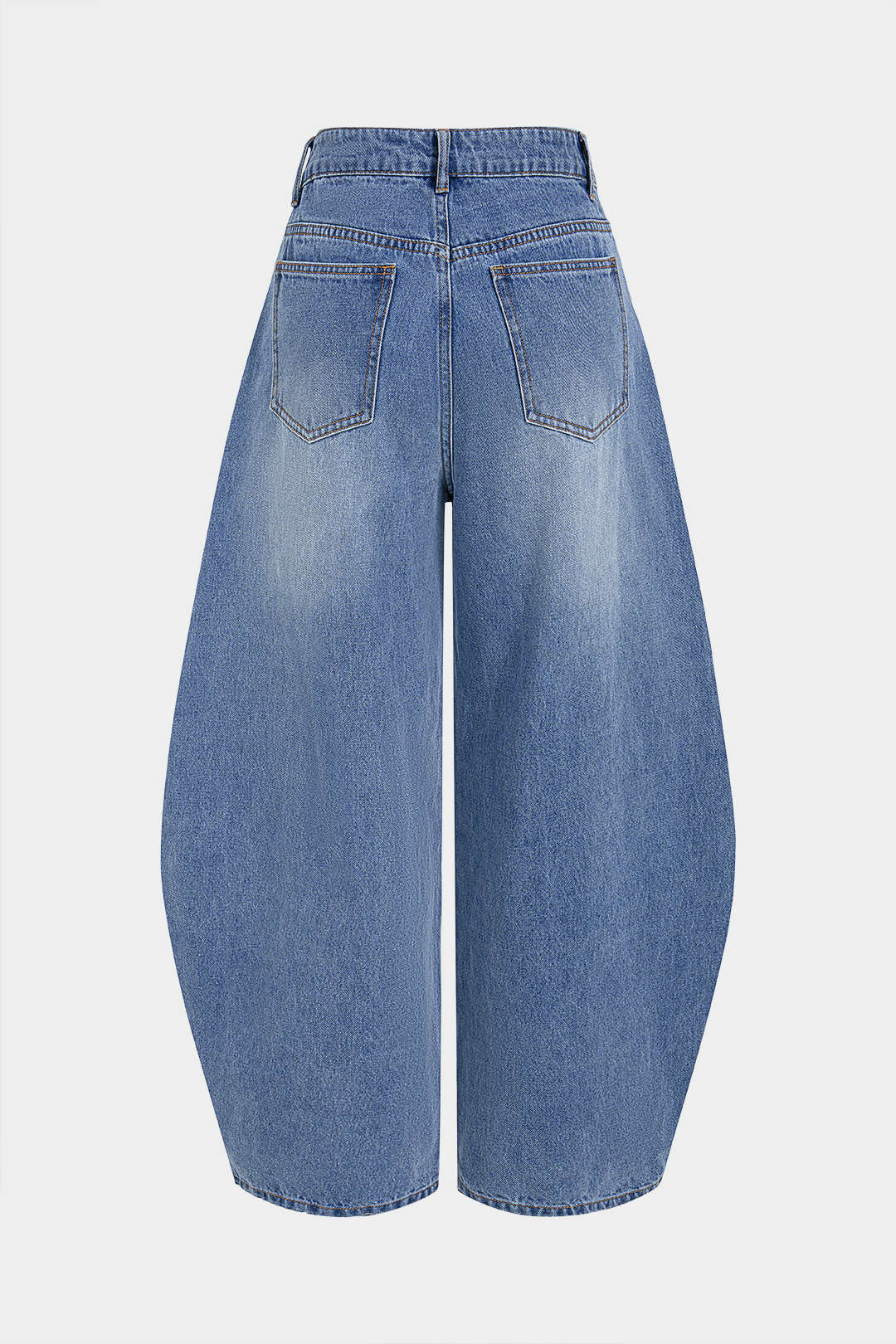 Denim Braided Pocket Zipper Barrel Jeans
