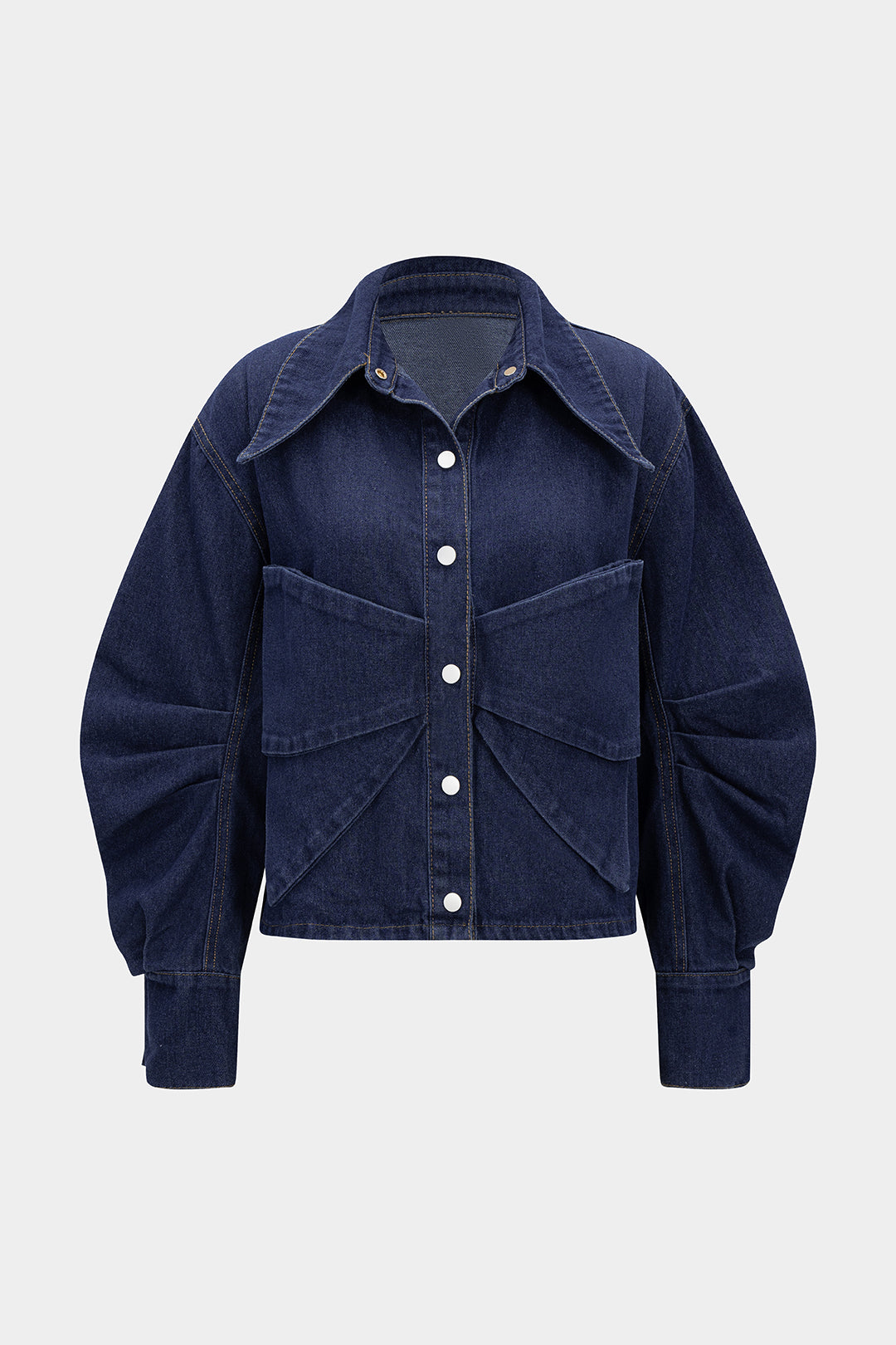 Denim Bow Ruched Outerwear