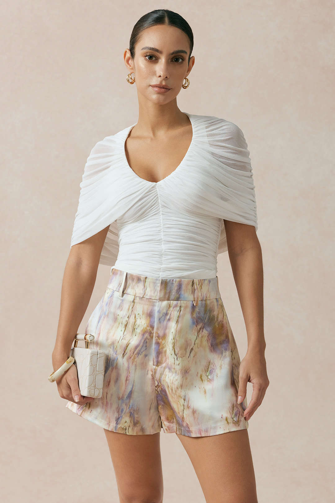 Abstract Print Wide Leg Shorts
