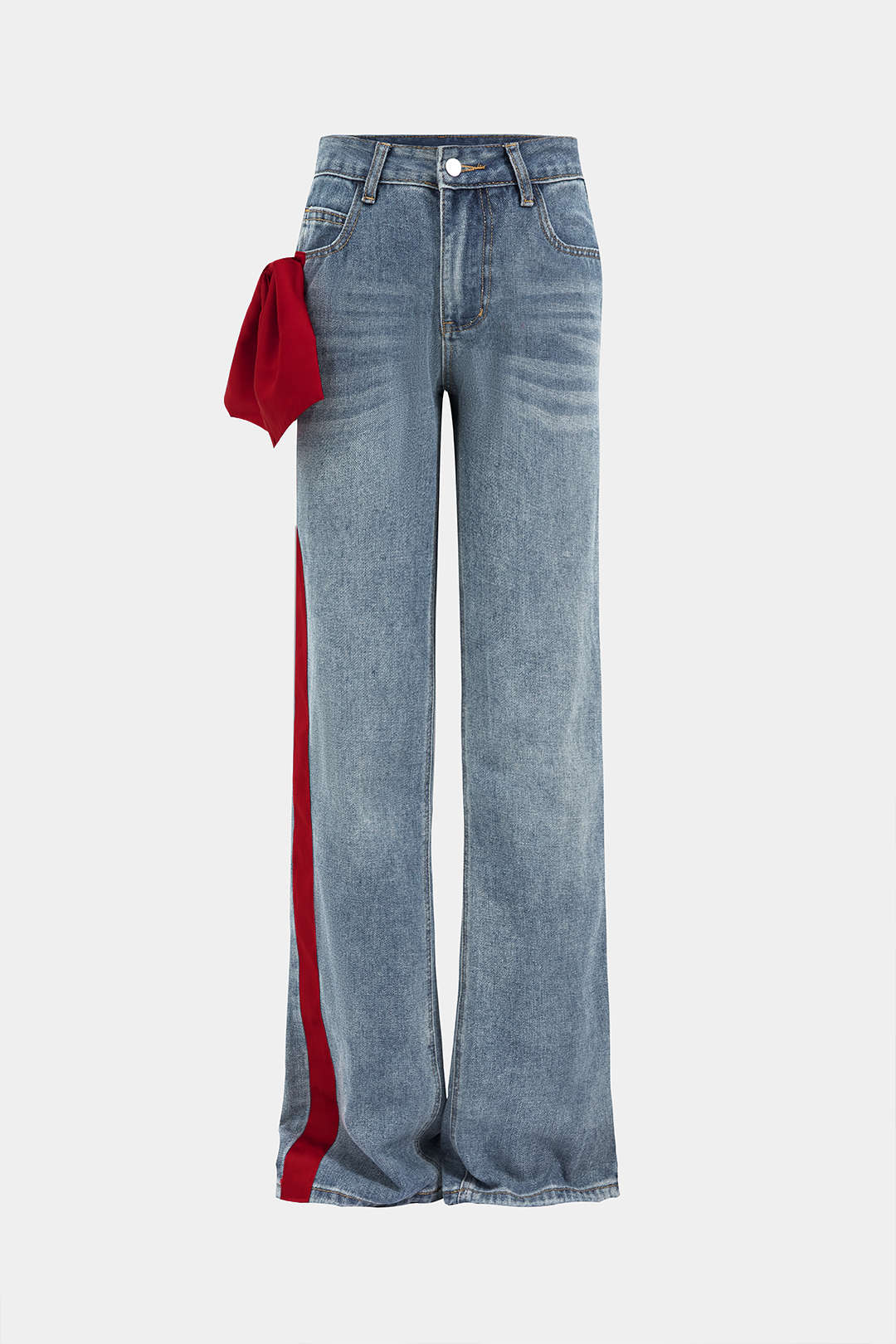 Bow Detail Straight Leg Jeans