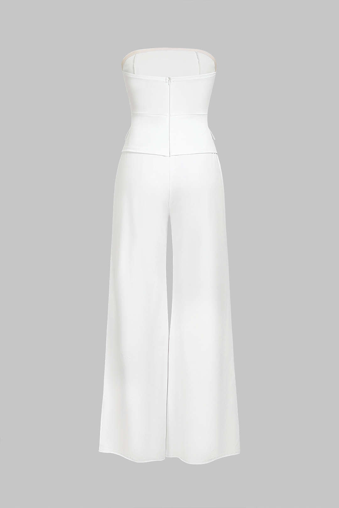 Button Strapless Sleeveless Wide Leg Jumpsuit