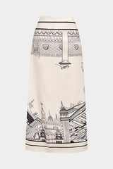 Artistic Print Stain Drawstring Asymmetrical Ruched Skirt