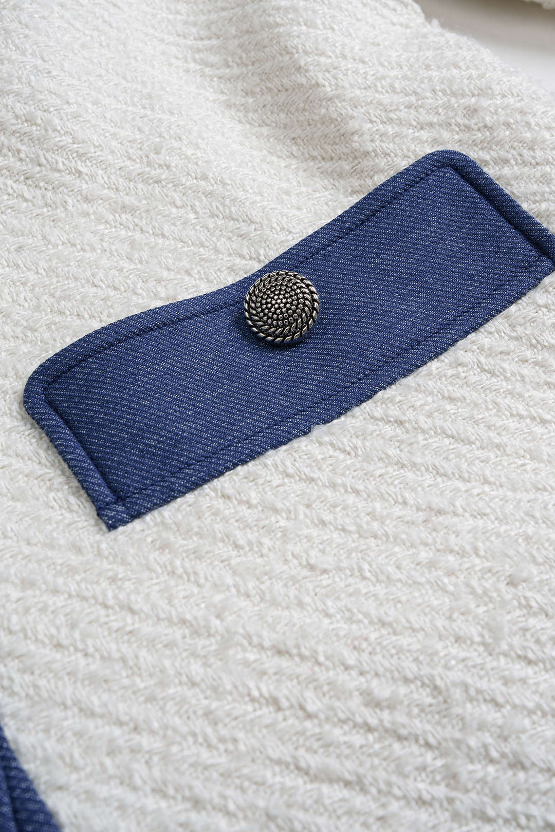 Denim Patchwork Button Blazer