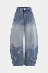 Denim Ripped Wide Leg Jeans