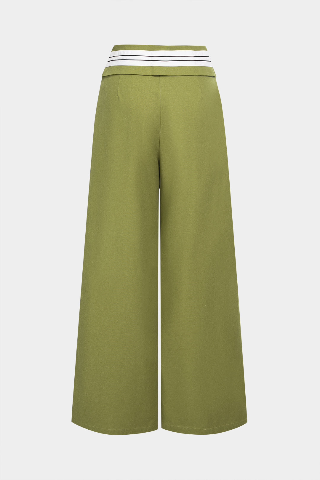 Contrast Linen Asymmetrical Tie-Up Straight Leg Pants