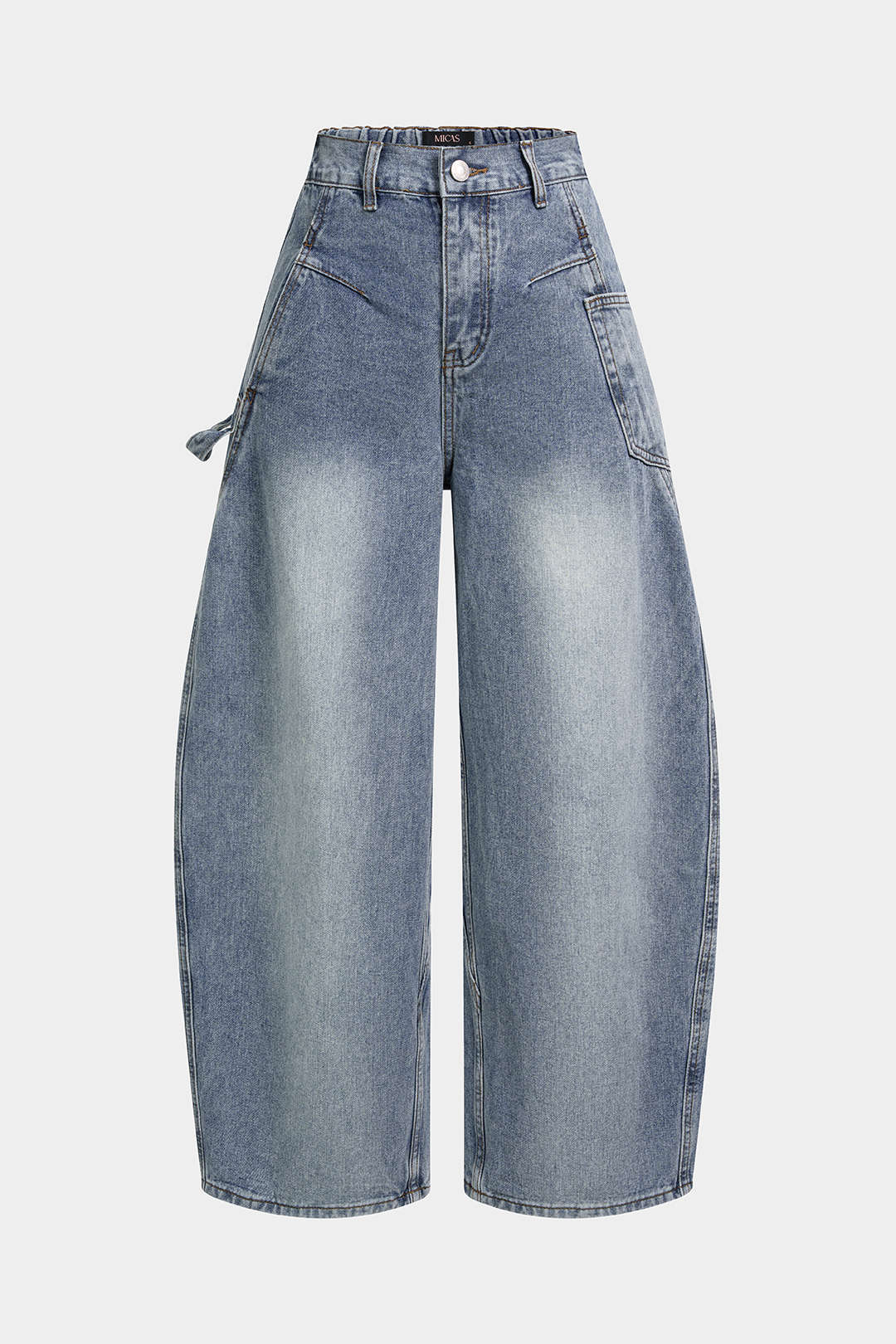 Denim Pocket Buckle Horseshoe Jeans