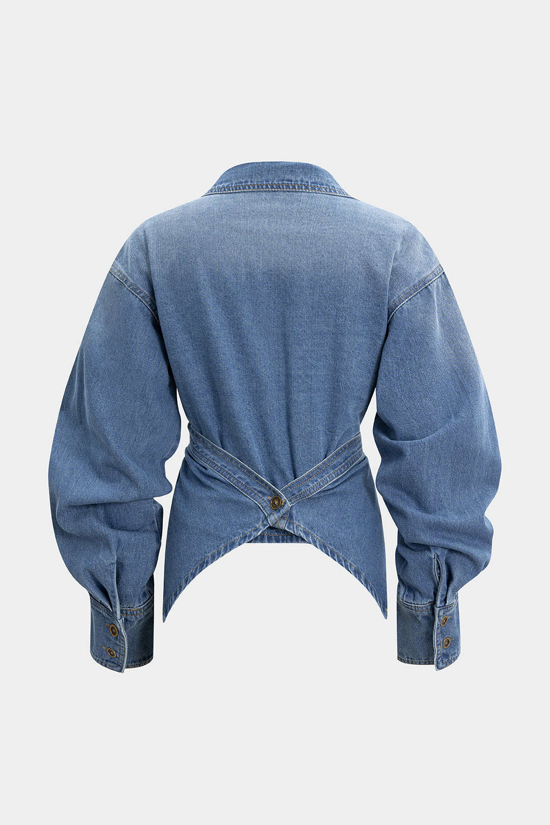 Denim Ruched Crossed Outerwear