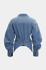 Denim Ruched Crossed Outerwear