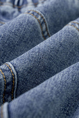 Denim Asymmetrical Button Tube Top