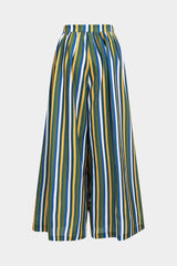 Contrast Stripe Print Ruched Tie Front Trousers