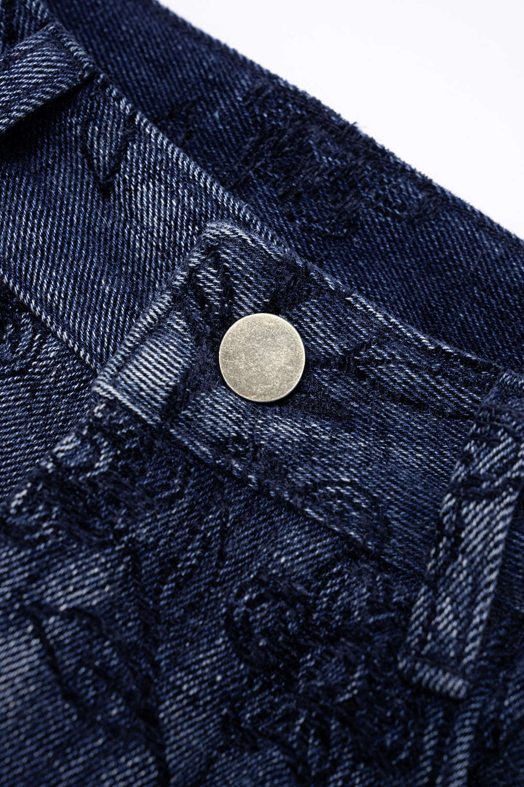 Denim Floral Print Zipper Barrel Jeans