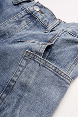 Denim Pocket Buckle Horseshoe Jeans