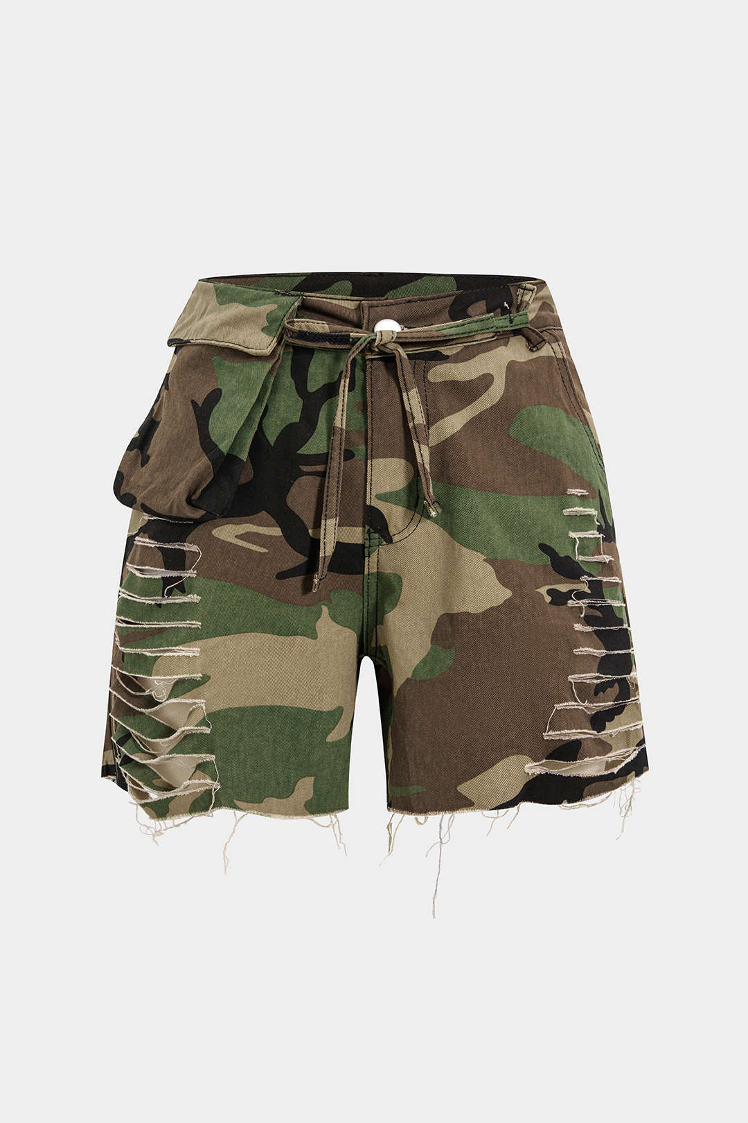 Camo Destroyed Cargo Shorts