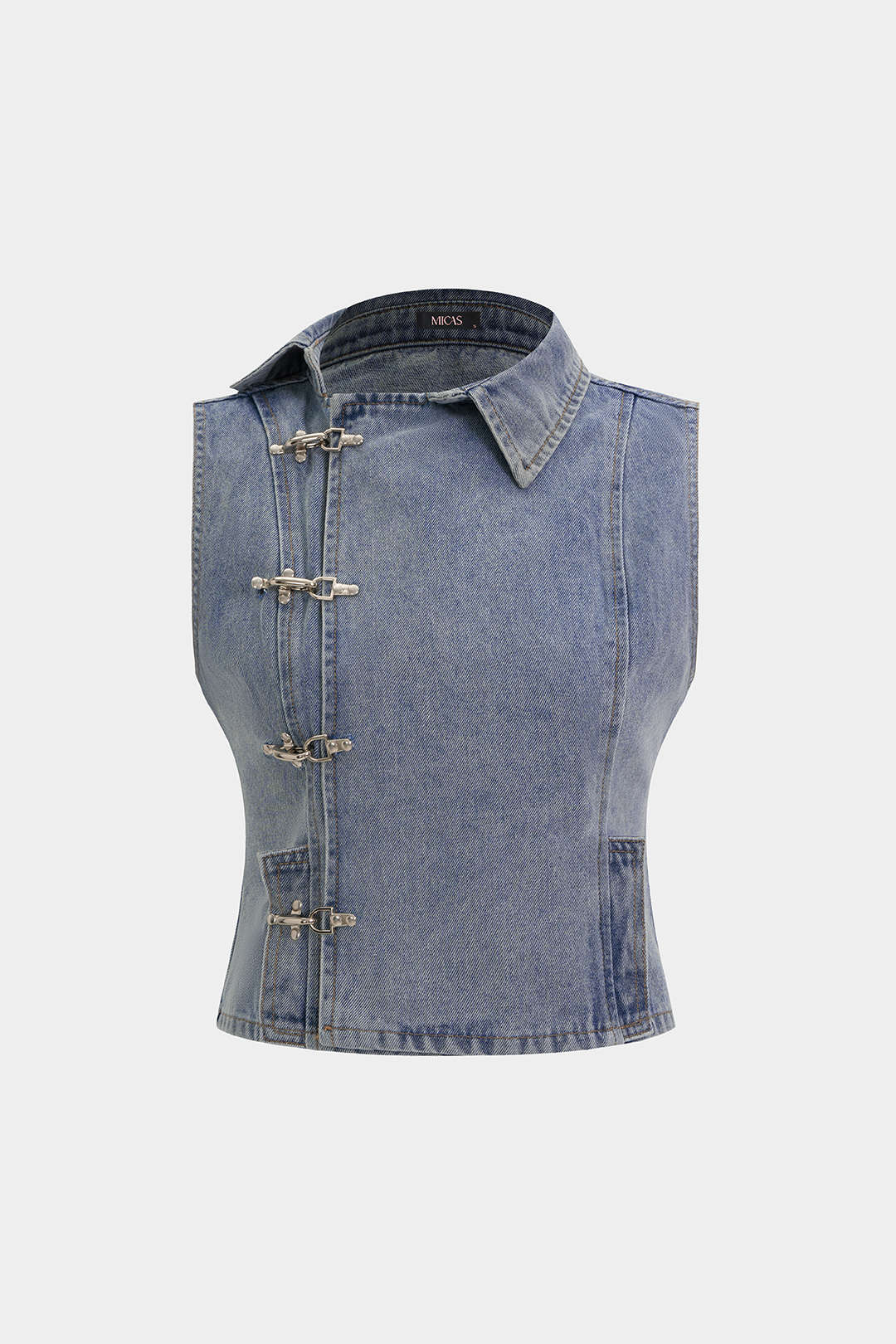 Denim Asymmetrical Button Tank Top