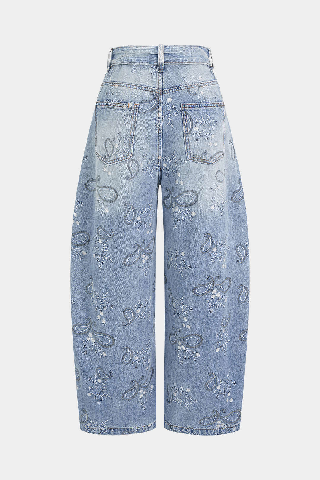 Denim Floral Print Jeans