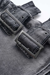 Denim Metallic Decor Skirt