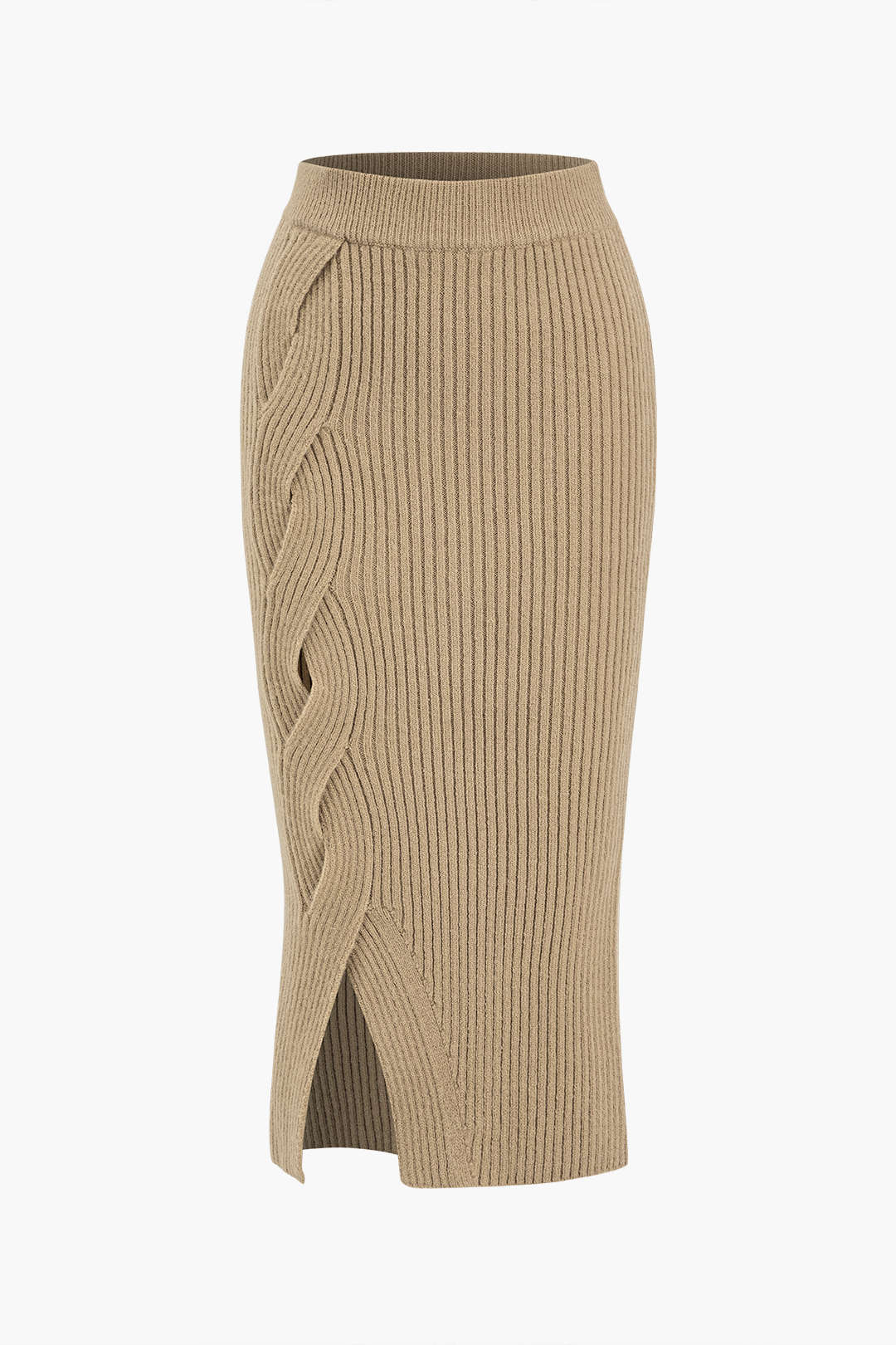 Crossed Sweater Asymmetrical Midi Skirt