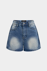 Denim Button Pocket Shorts