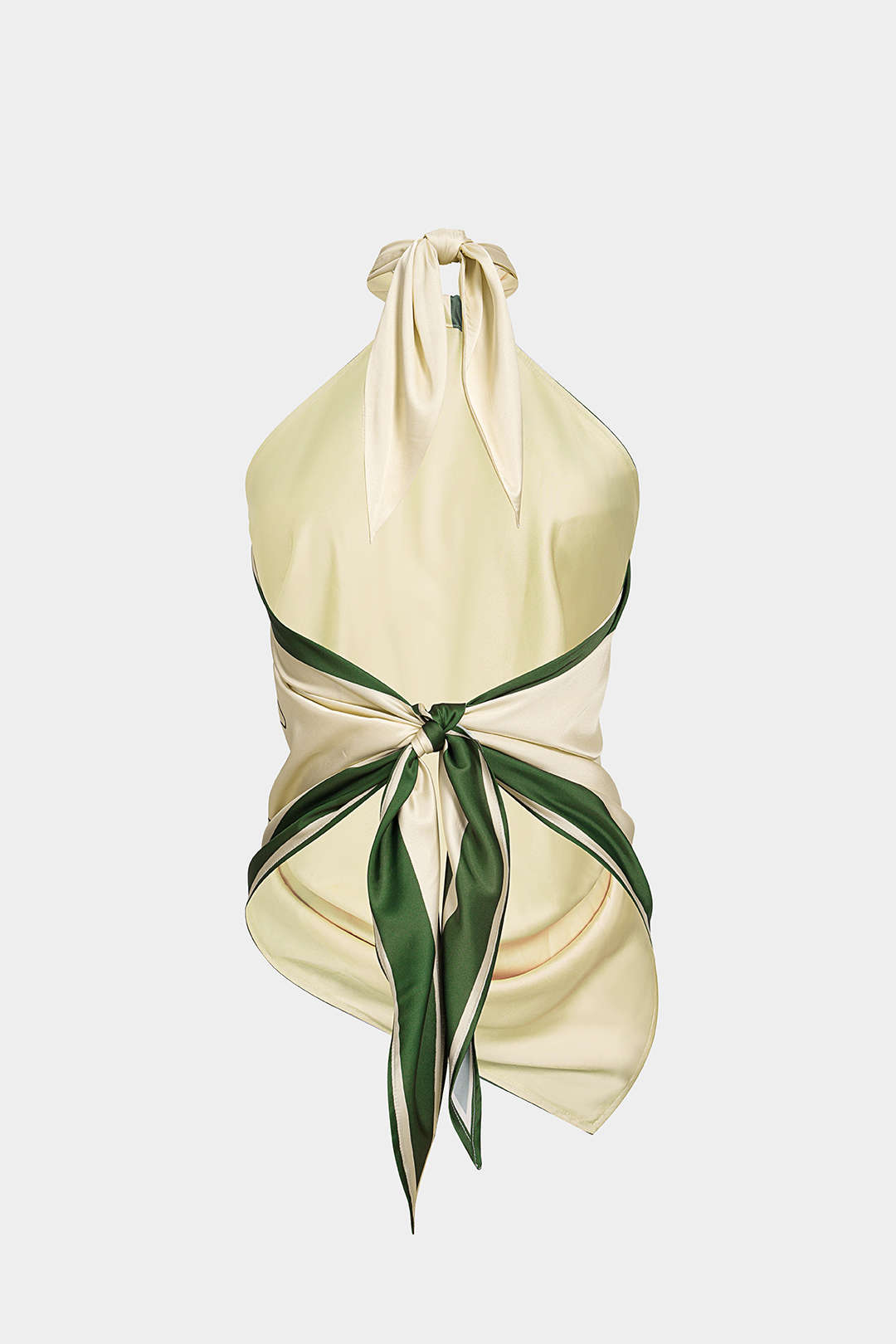 Contrast Floral Print Satin Halter Neck Tie-Up Backless Tank Top