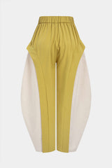 Contrast Button Wide Leg Pants