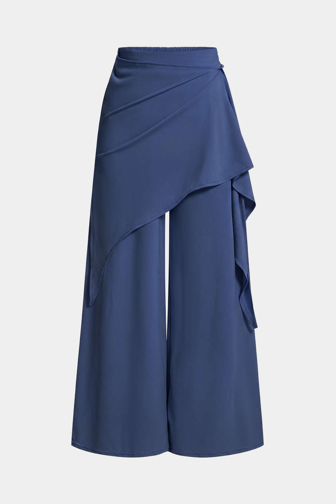 Asymmetrical Ruched Tie-Up Wide Leg Pants