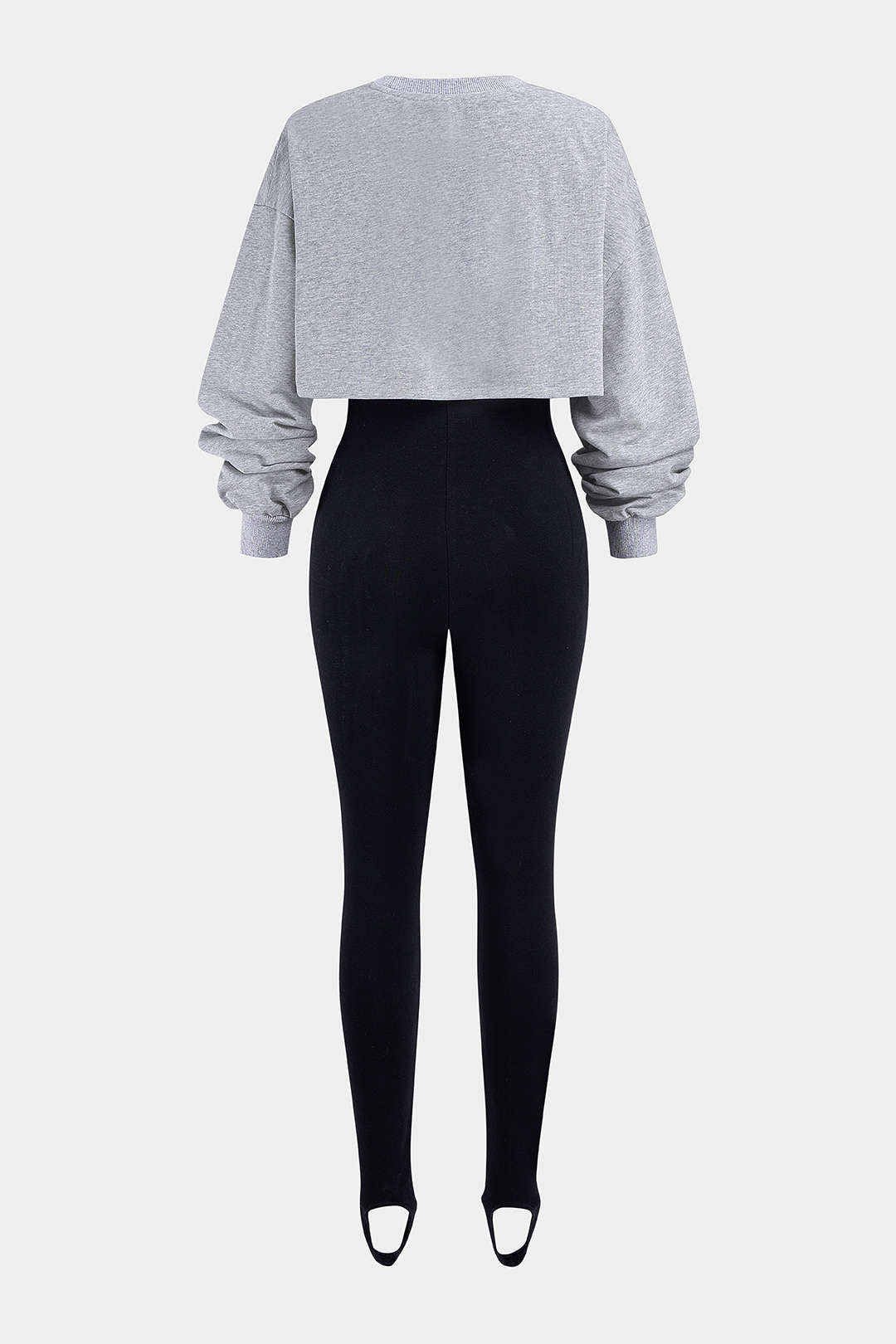 Contrast Round Neck Asymmetrical Long Sleeve Jumpsuit