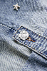 Denim Shell Starfish Decor High Waist Wide Leg Shorts