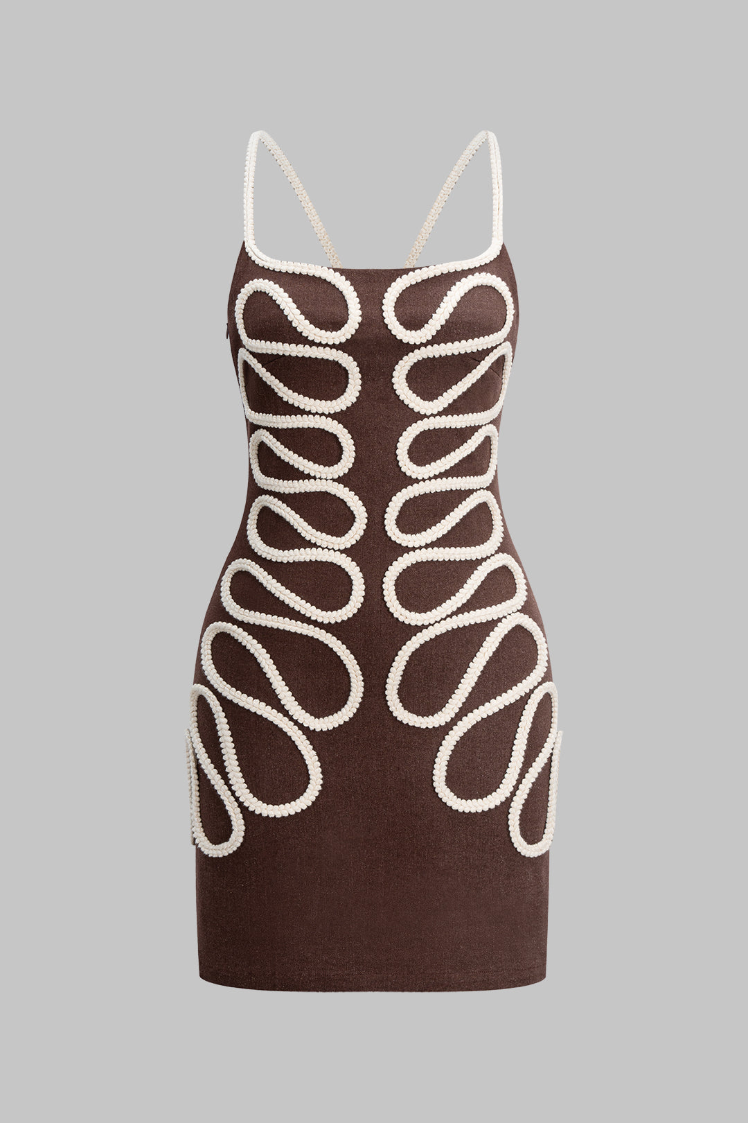 Contrast Braided Backless Slip Sleeveless Mini Dress