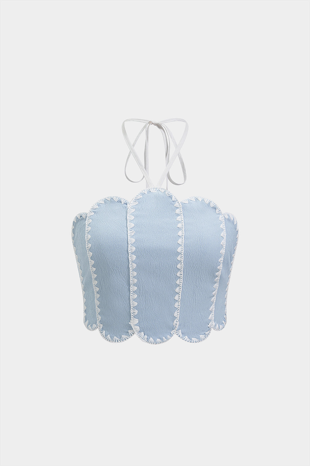Contrast Trim Halter Neck Tie-Up Cami Top