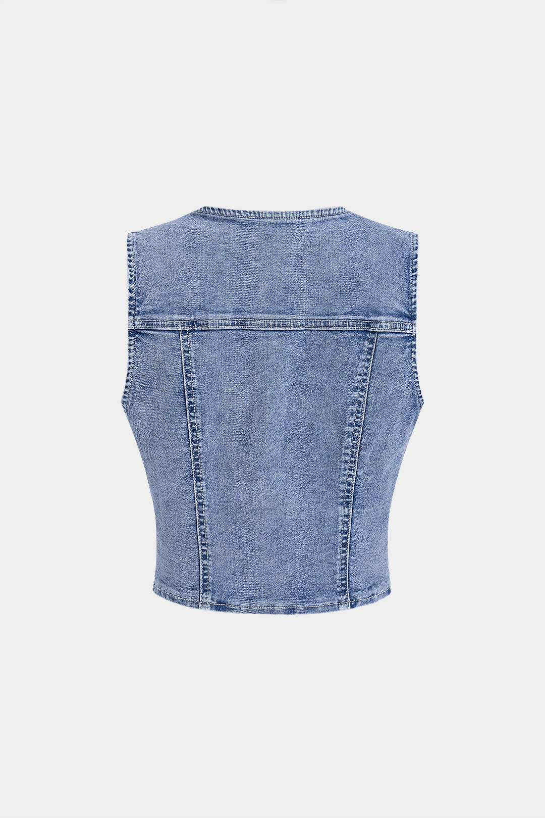 Denim Button Cropped Vest