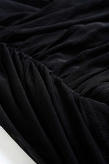 Asymmetrical Ruched Mesh Sleeveless Mini Dress