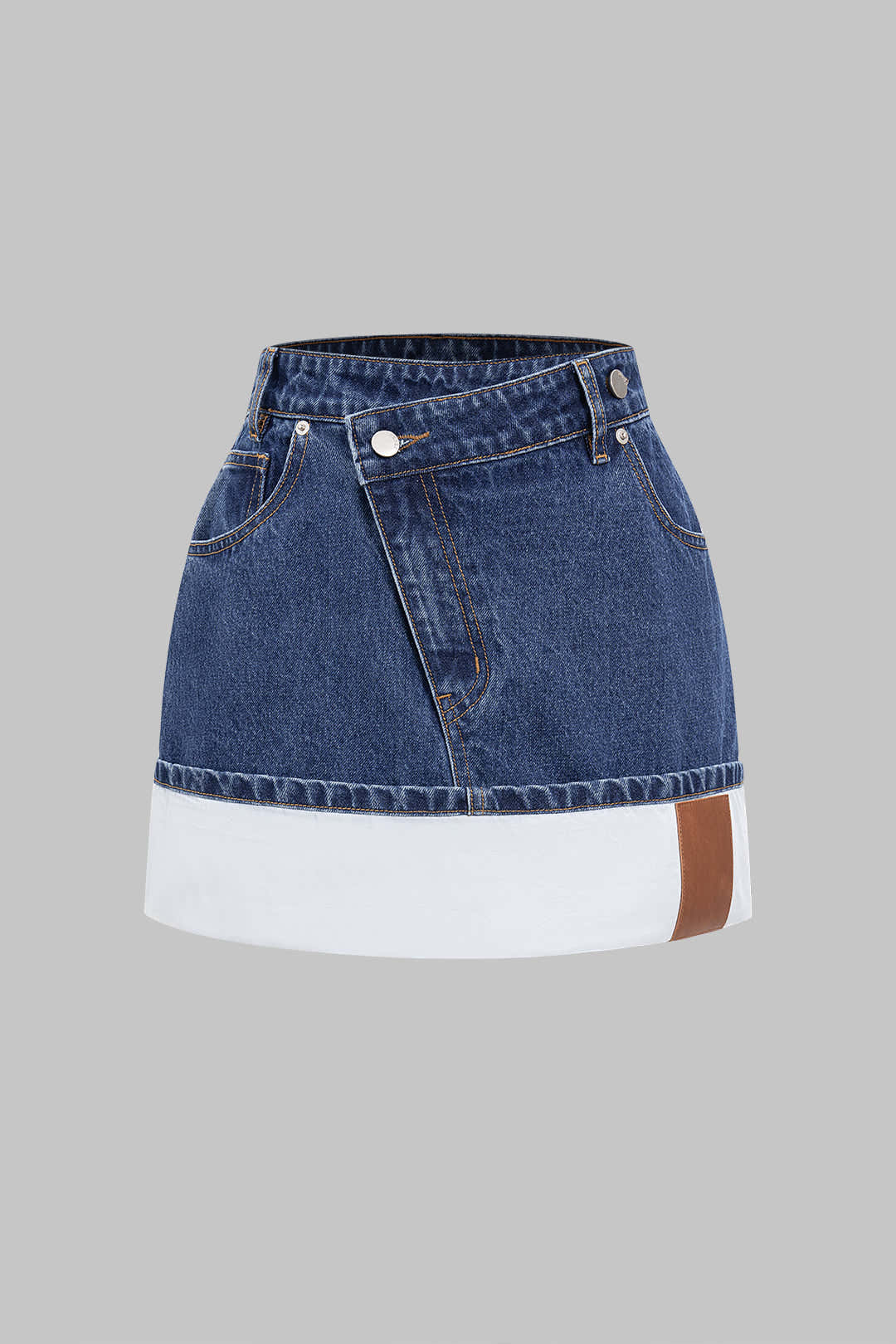 Denim Asymmetrical Patchwork Zipper Skirt