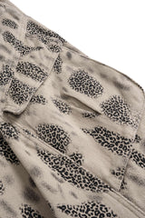 Denim Leopard Print Pleated Zipper Wide Leg Jeans