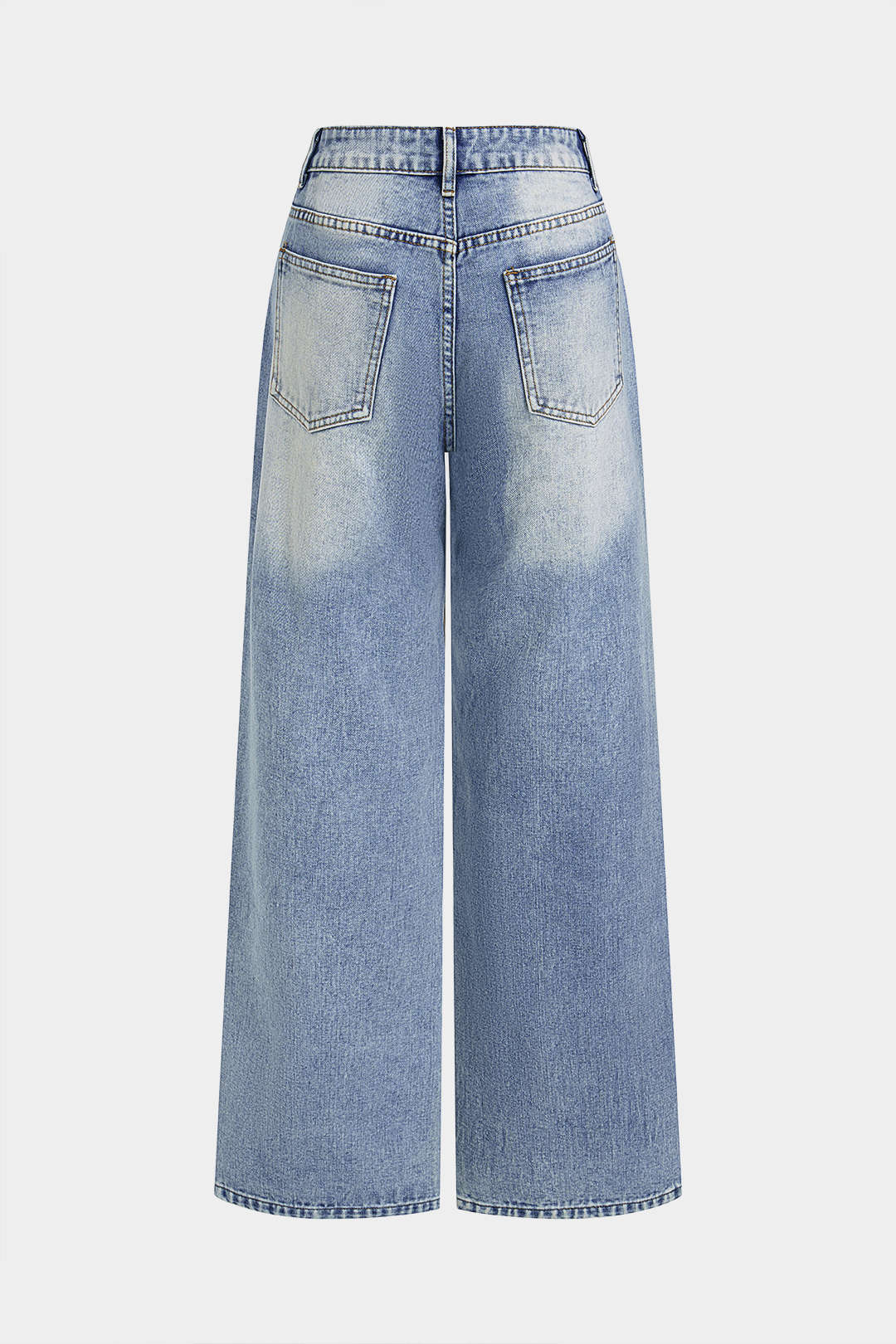 Denim Ripped Straight Leg Jeans