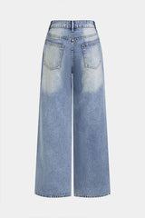 Denim Ripped Straight Leg Jeans