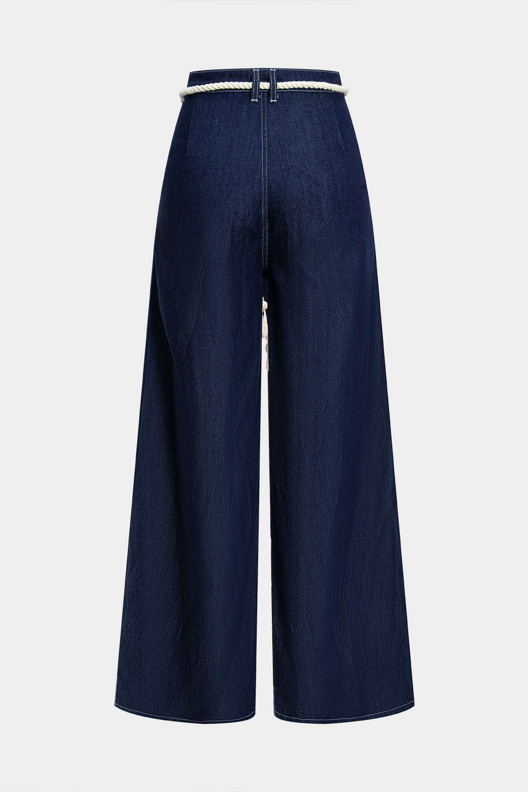 Denim Tie Front Ruched Straight Leg Jeans