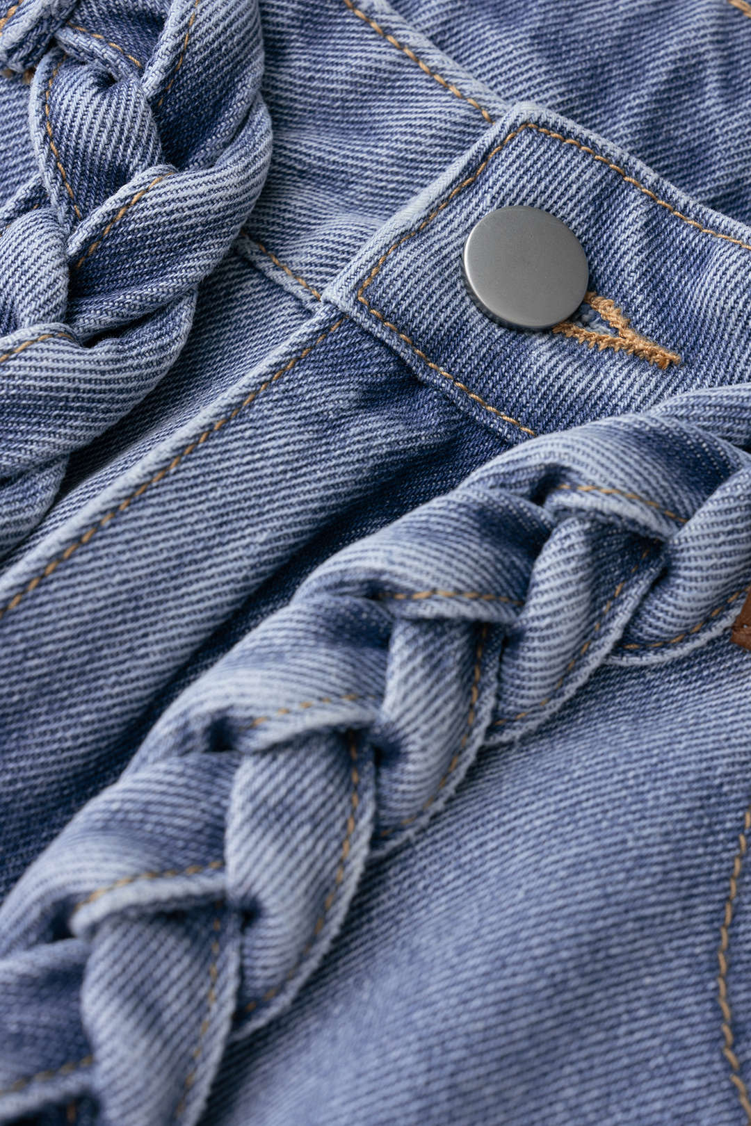 Denim Braided Belted Pocket Skirt