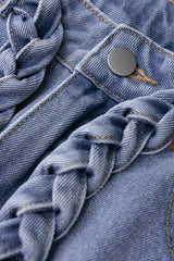 Denim Braided Belted Pocket Skirt