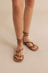 Crossed Strappy Open Toe Sandals