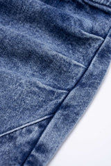 Denim One Shoulder Cut Out Asymmetrical Slit Zipper Midi Dress
