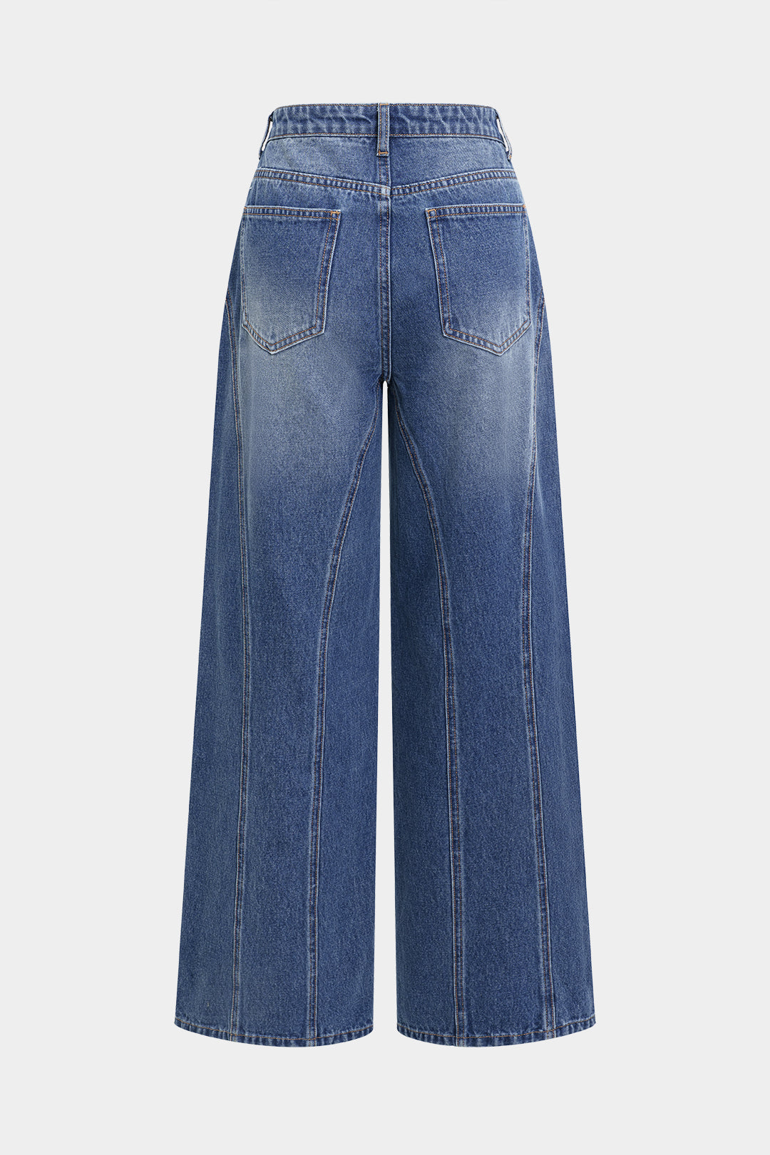 Denim Patchwork High Waist Straight Leg Jeans