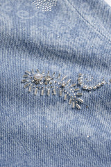 Denim Artistic Print Rhinestone Straight Leg Jeans